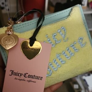 Limited Exclusive Juicy Couture Yellow Velvet Card Holder with Mint Trim